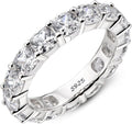 Eternity Ring 925 Sterling Silver with Cushion Sona CZ - Shines at