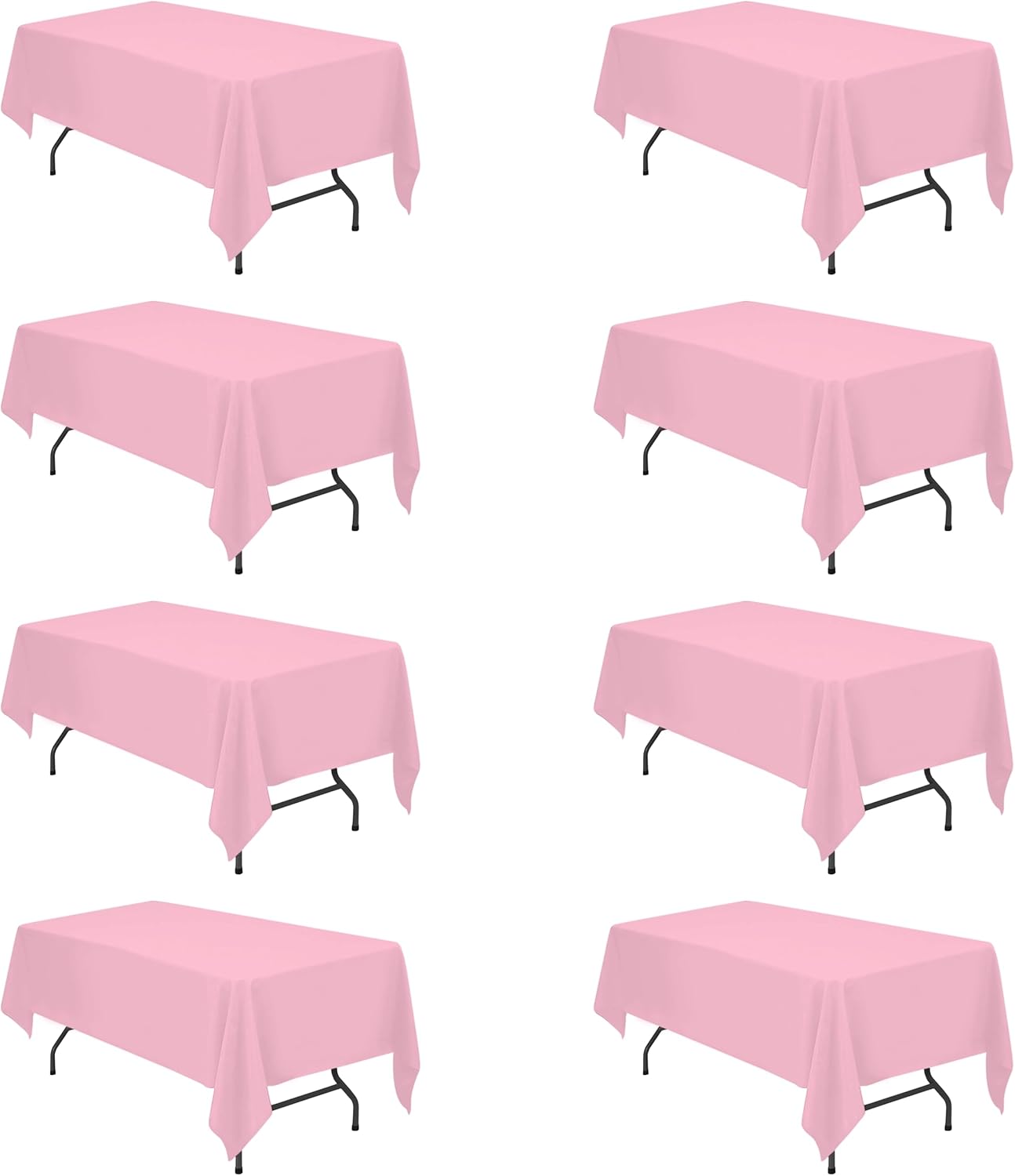 Premium 8 Pack Pink Tablecloths for 6 Foot Rectangle Tables