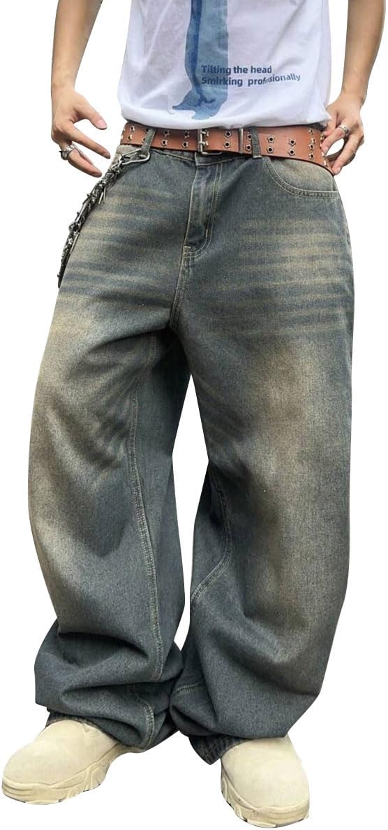 HUNGSON Baggy Jeans for Men Women Y2k Vintage Casual Wide Leg