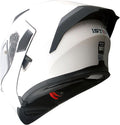 Size L Glossy White Motorcycle Flip-Up Helmet - Modular Dual Visor