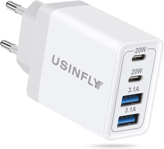 Fast Charge European Travel Plug with 4 USB Ports