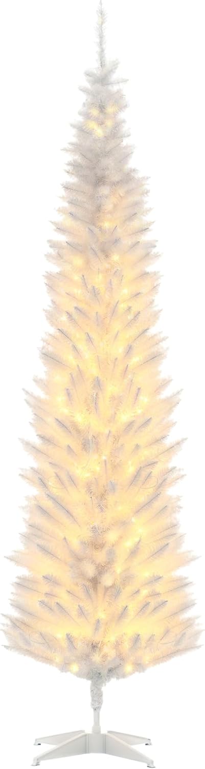 HOMCOM 7ft Tall Pre-Lit Slim Noble Fir Christmas Tree Review