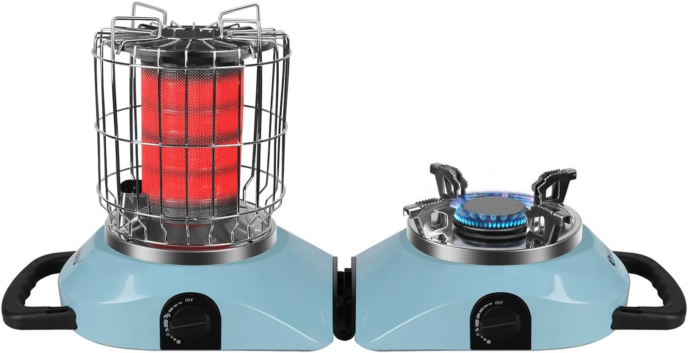 Portable 2-in-1 Propane Heater & Stove - 11000 BTU, Outdoor Ready!