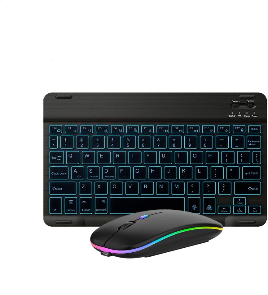 7 Colors Backlit Bluetooth Keyboard & Mouse Set - Ultimate Device Compatibility - Black
