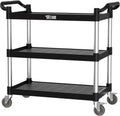 Plastic Service Utility Cart with Wheels 3-Tier - Heavy Duty 450lbs