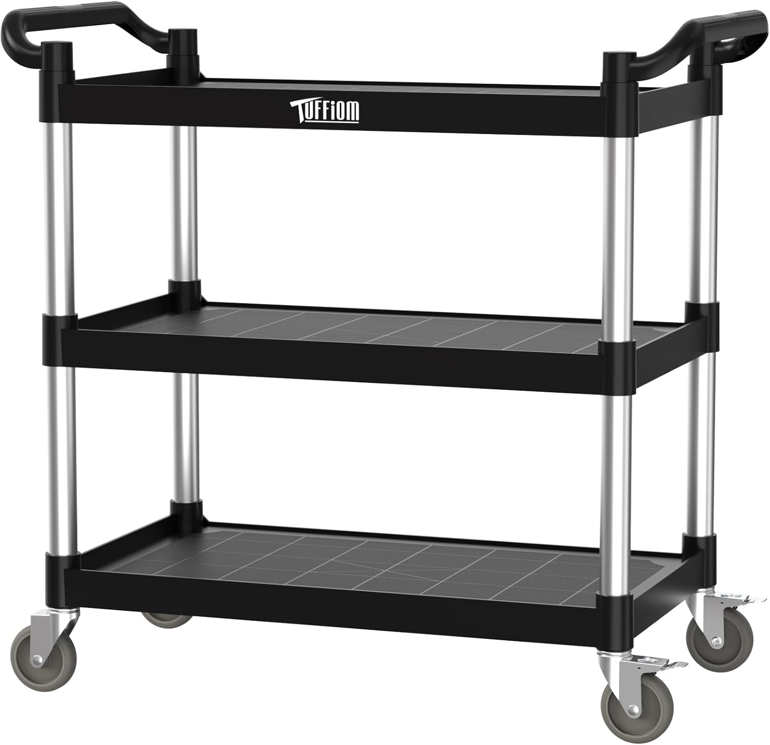 TUFFIOM Heavy Duty Plastic Service Utility Cart with Wheels