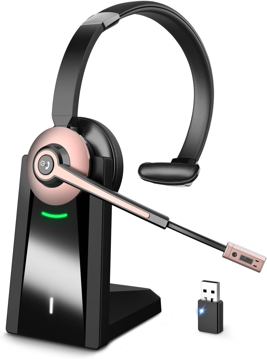 Earbay Wireless Headset: Noise-Canceling Mic, Mic Mute, USB Dongle