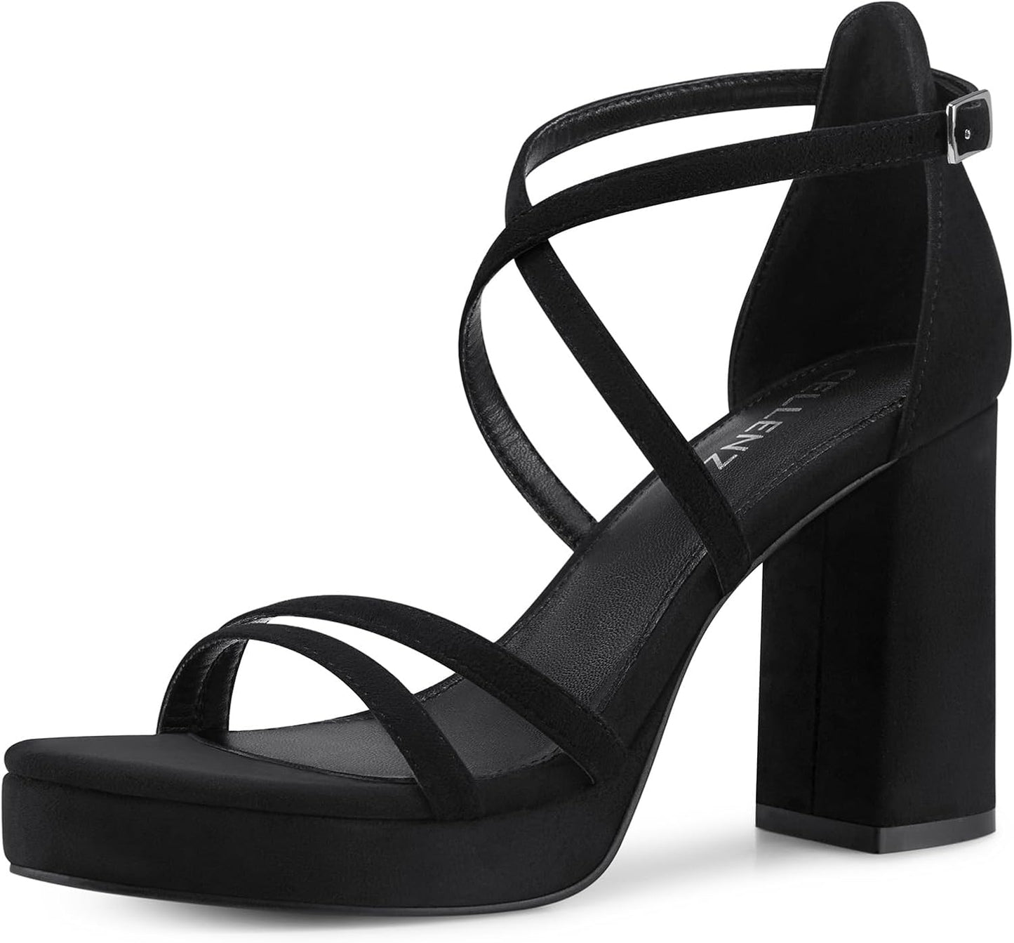 Women Strappy Platform Heels: 3.4 Inch Chunky Heeled Sandals