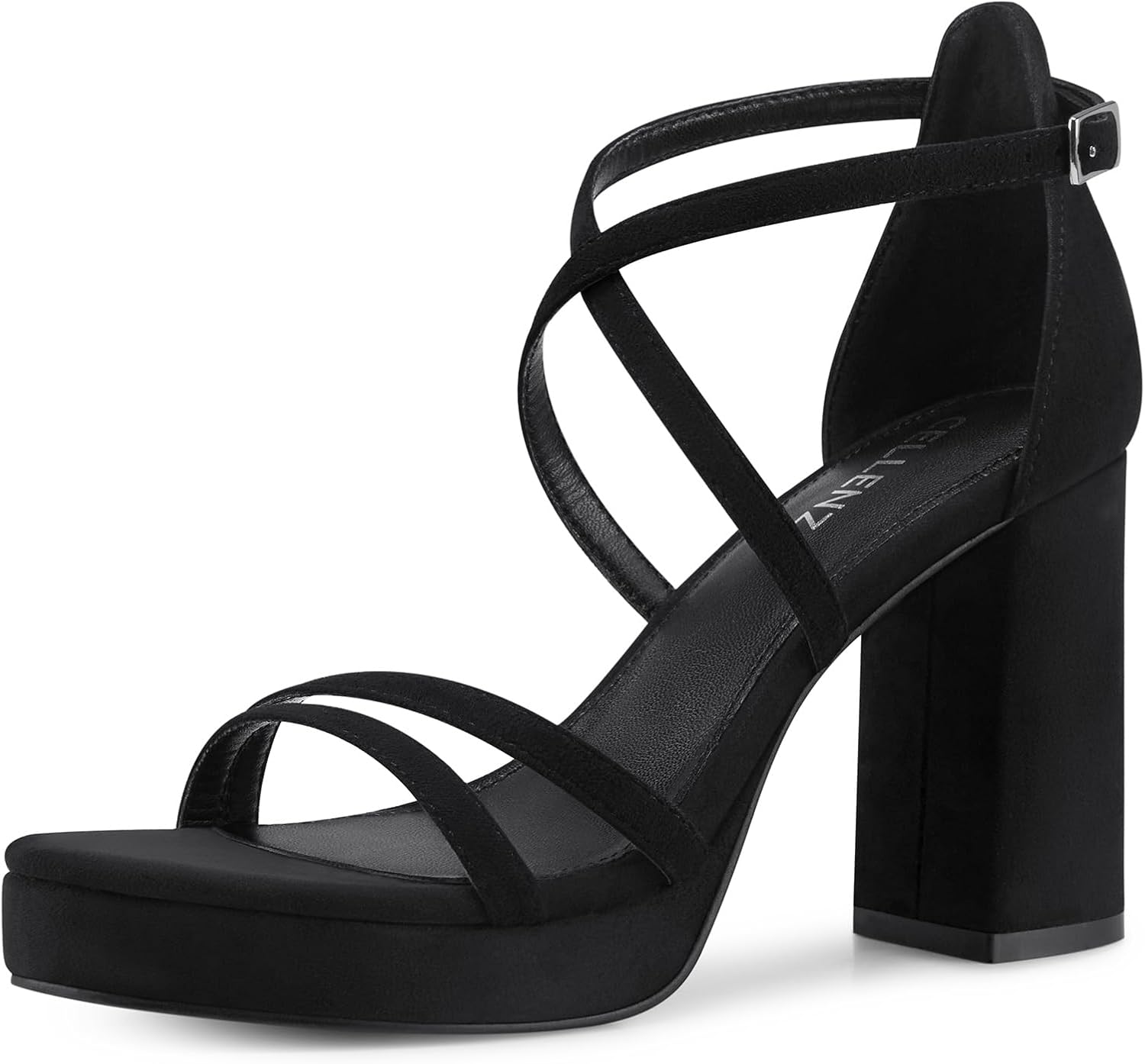 Women Strappy Platform Heels: 3.4 Inch Chunky Heeled Sandals