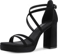 Women Strappy Platform Heels 3.4in Chunky Block Heels