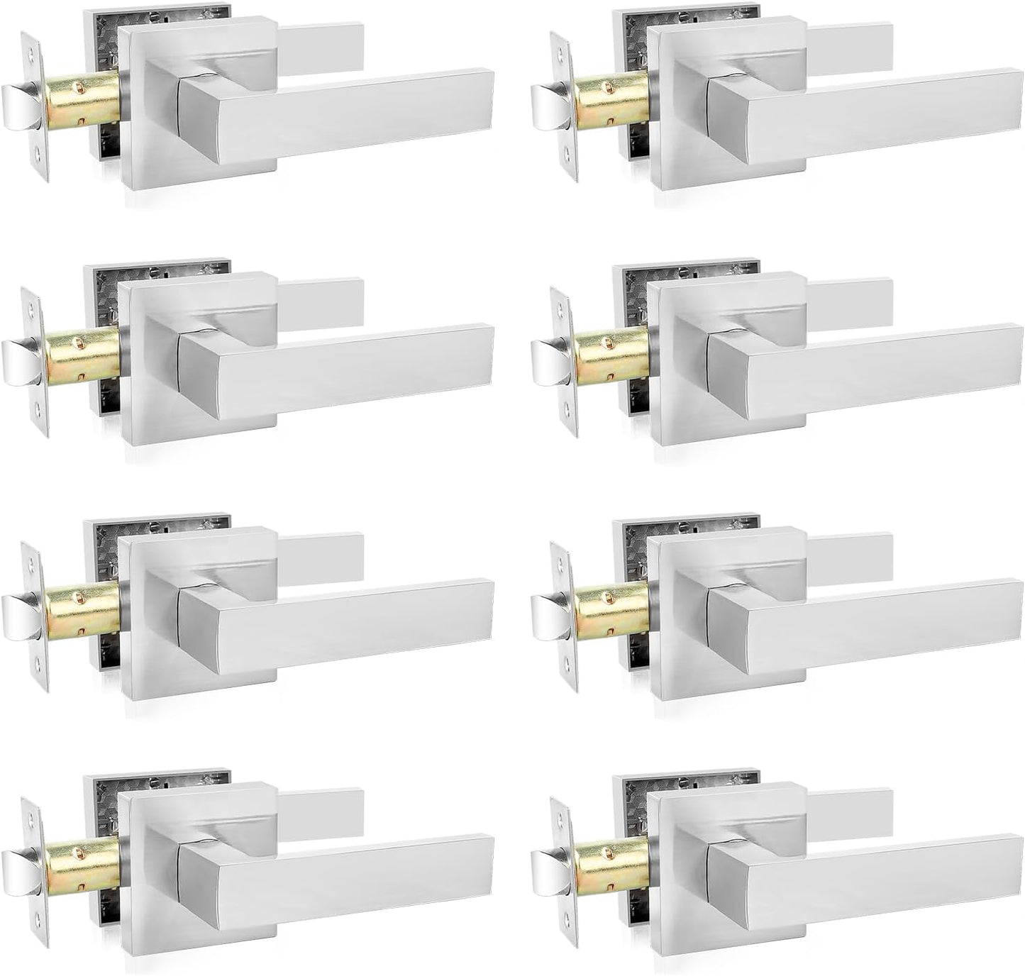 Passage Door Levers 8 Pack Satin Nickel Heavy-Duty Handles