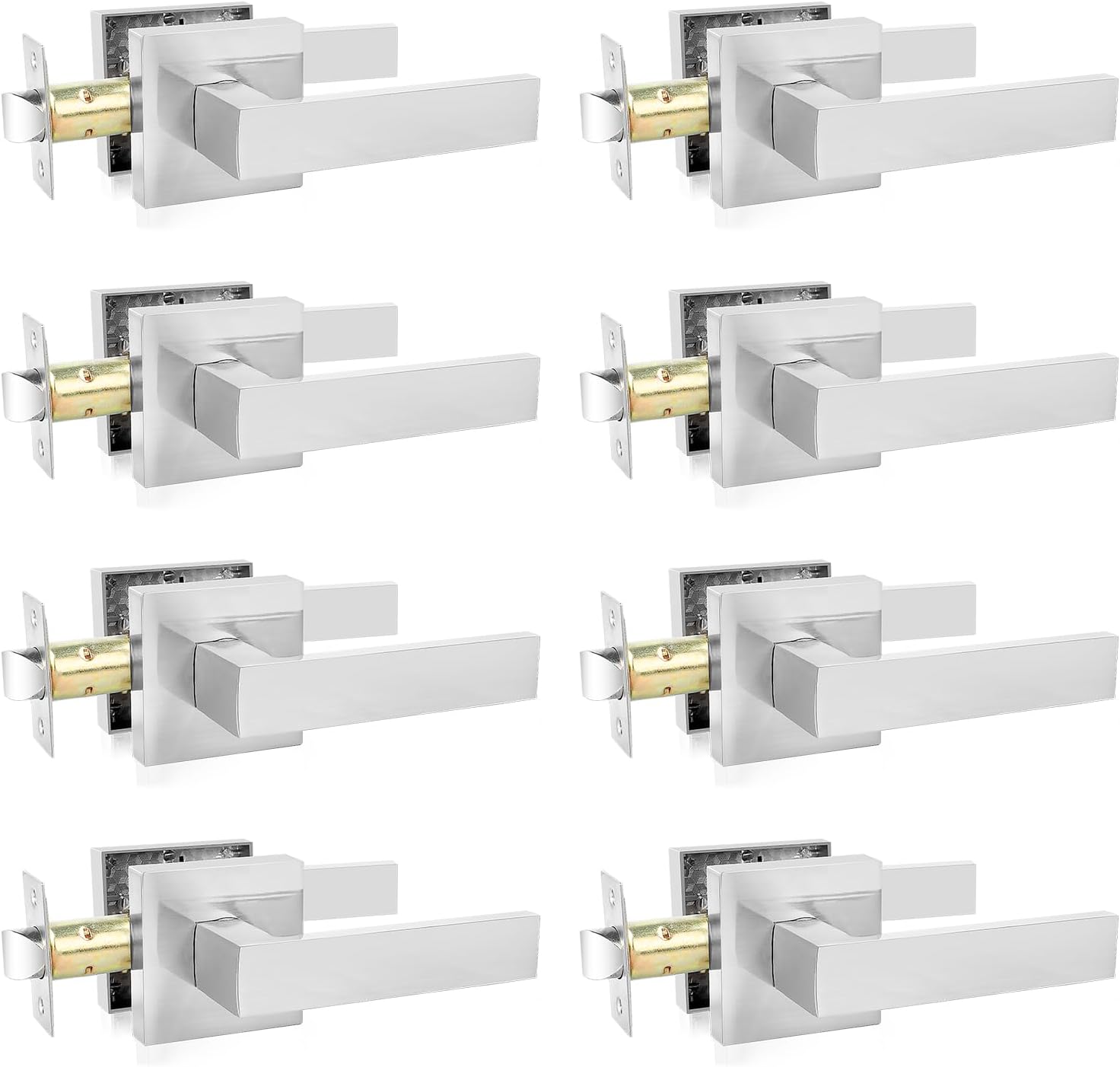 Passage Door Levers 8 Pack Satin Nickel Heavy-Duty Handles