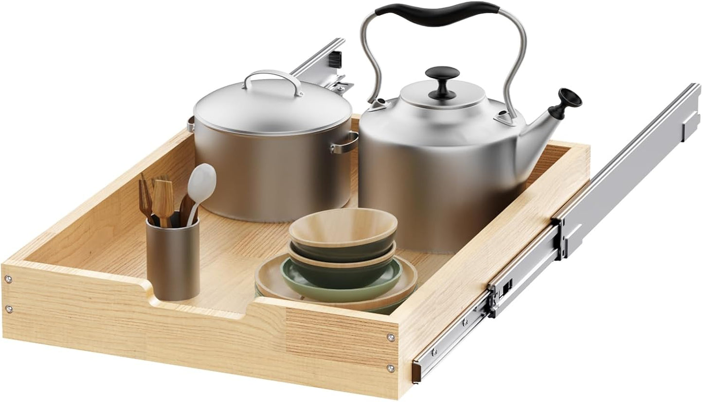 Wood Pull Out Cabinet Organizer for 12in Cabinet Openings