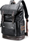 Leather Laptop Backpack for Men - Vintage Black Waterproof Work Pack