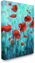 Red Poppies Growing in Blue Sky Floral Design Wall Art 36x48