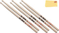 Vic Firth American Classic 2B Drumsticks - 3-Pack Bundle with Cloth