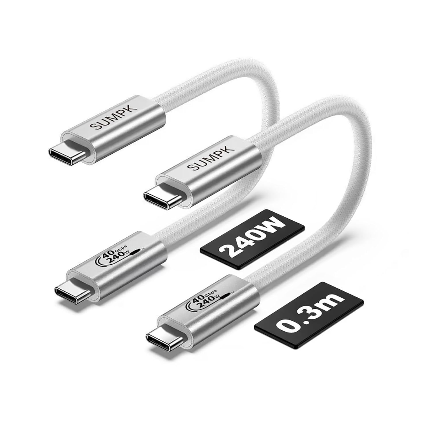 Fast Charge & 8K Video: 1ft USB4 Cables 2 Packs by SUMPK