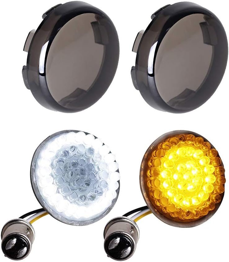 Smoked Bullet Front Turn Signals LED Lights for Harley Dyna Models