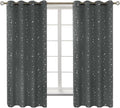 Kids Blackout Curtains with Silver Star Print - Room Darkening Panels