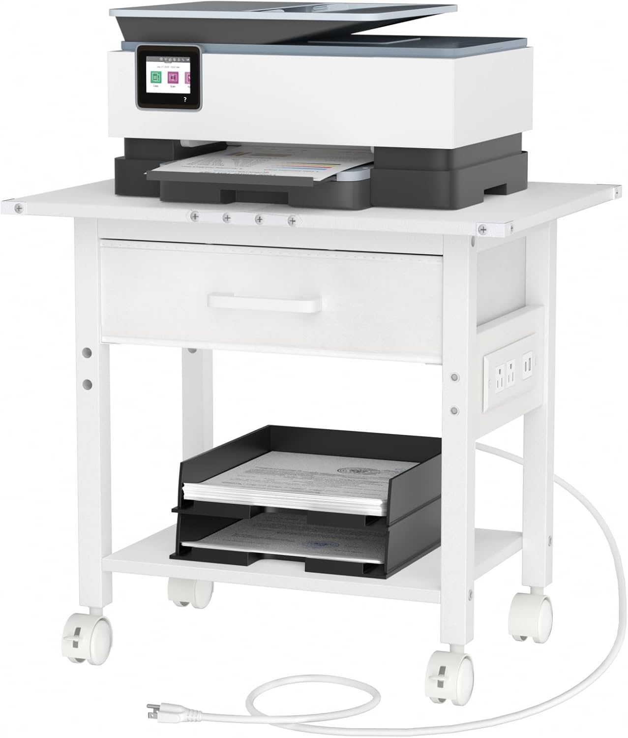 Lerliuo Under Desk Printer Stand with Charging Station and USB Ports