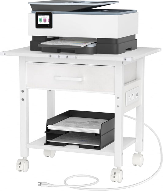 Lerliuo Under Desk Printer Stand with Charging Station and USB Ports