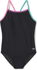 Speedo Girl's Swimsuit One Piece Thin Straps - Durable UPF 50 CHLORINE