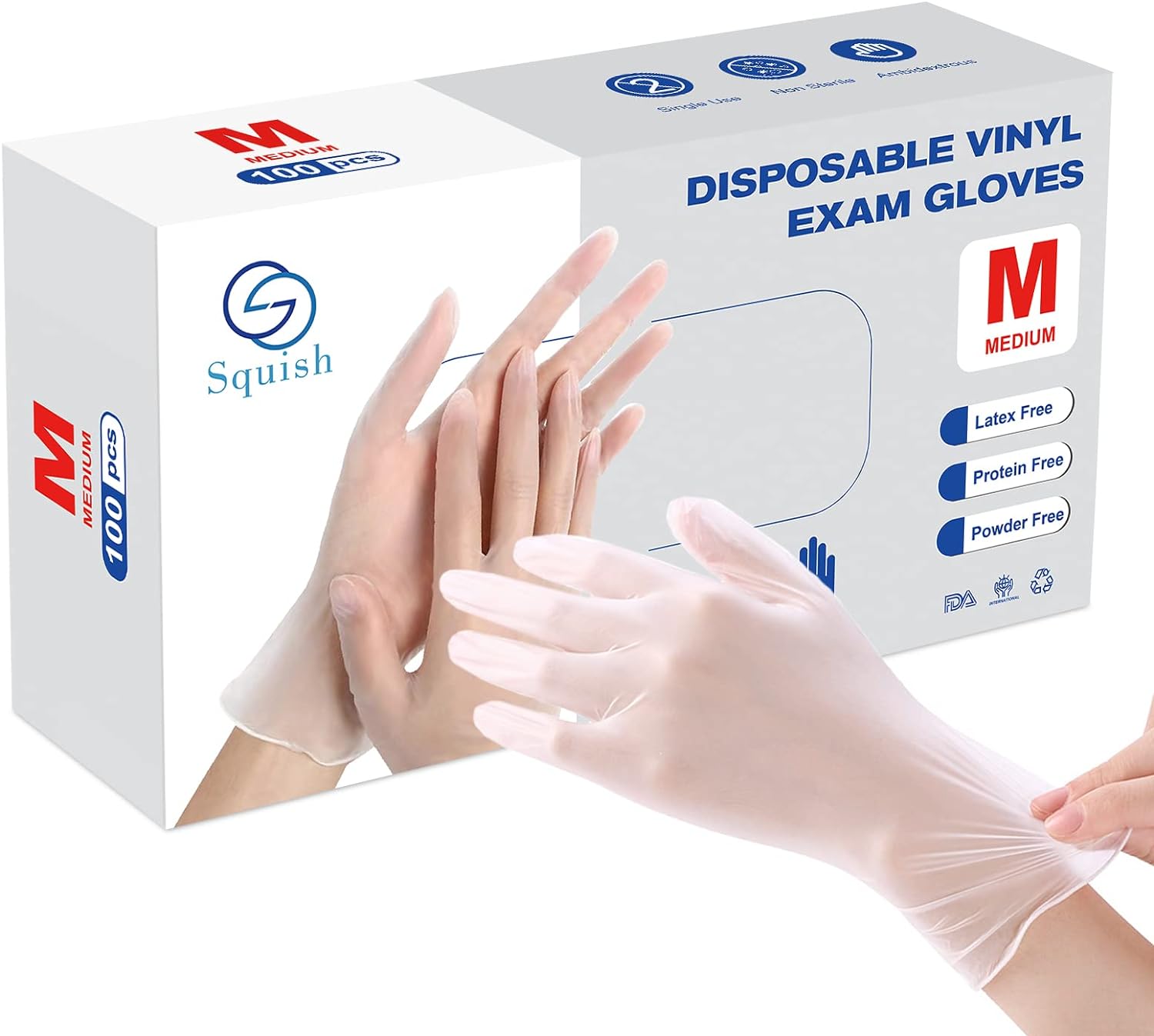Squish 100ct Latex-Free Clear Vinyl Gloves - Health & Cleaning Essential