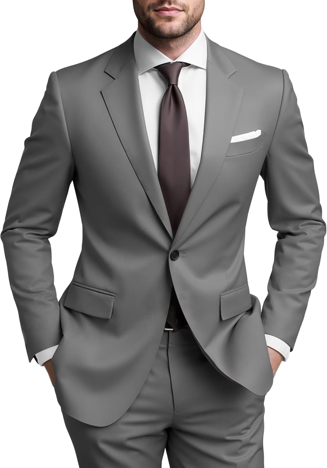 Mens Regular Fit 2 Piece Suit for Wedding Prom Business Events