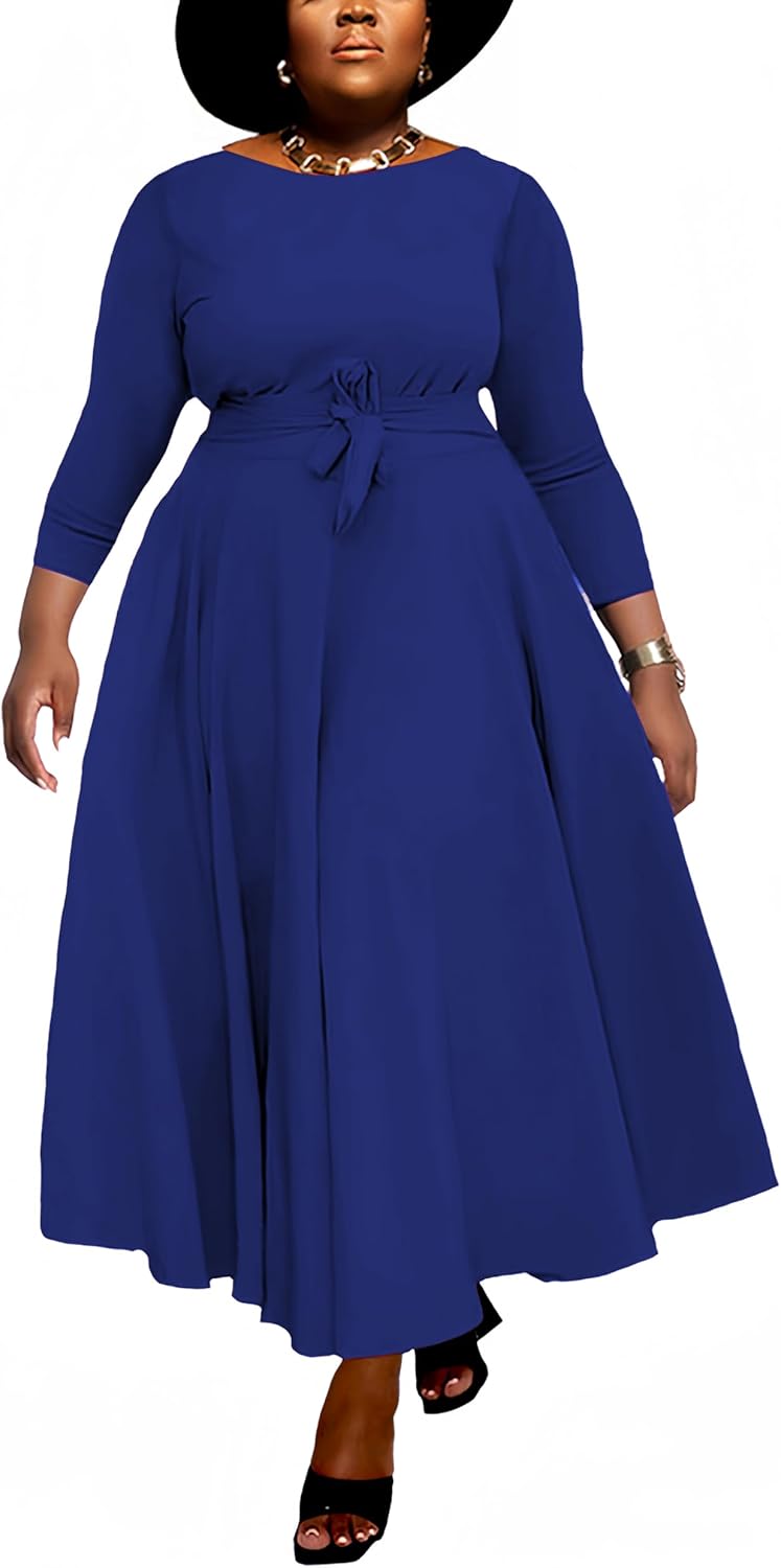 Women Plus Size Formal A Line Maxi Dress with Pockets