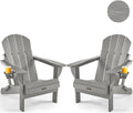 Folding Adirondack Chair 2 Pack - Durable Weather Resistant Patio