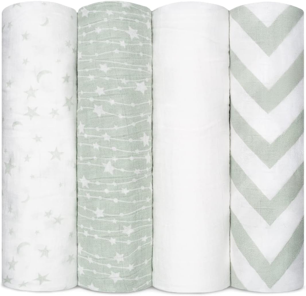 Comfy Cubs Muslin Swaddle Blankets for Newborns - Soft and Large