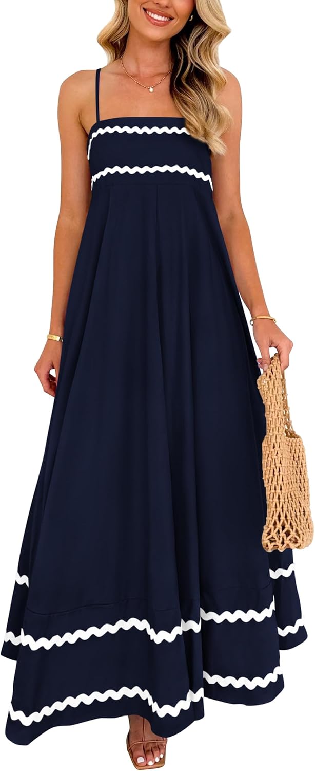 PRETTYGARDEN Women's Summer Flowy Maxi Dress for Beach Fun