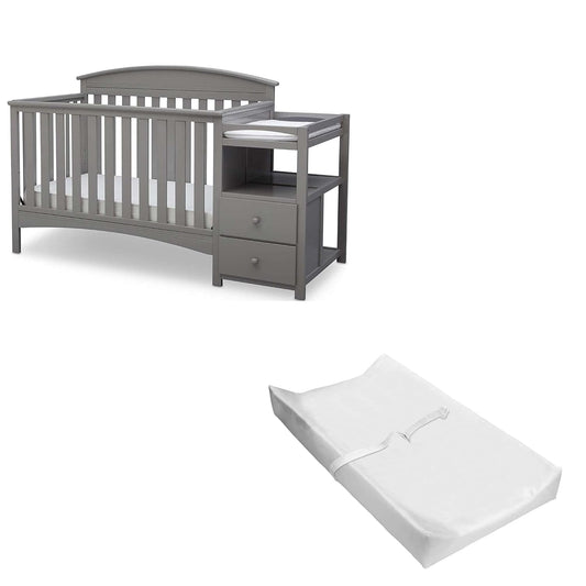 Delta Children Abby Convertible Crib N Changer Bundle in Grey