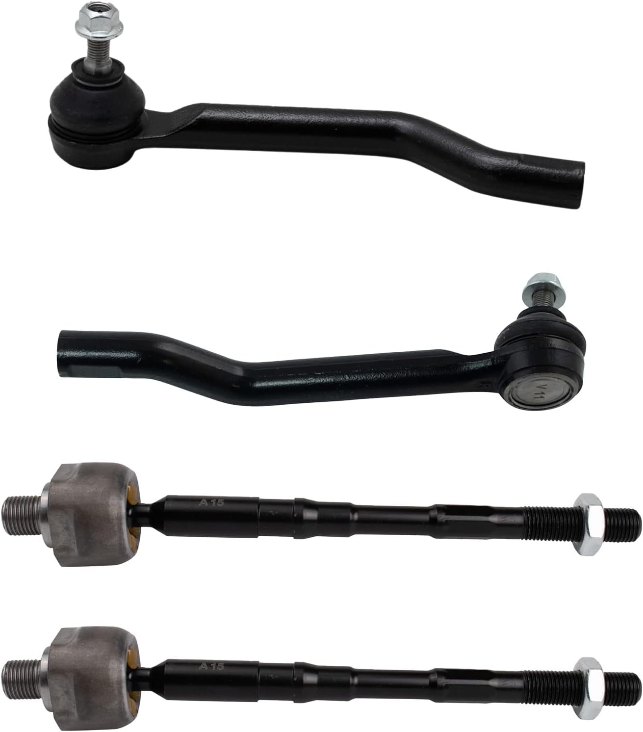 TRQ Front Inner and Outer Tie Rod Set for Nissan Rogue 2014-2020