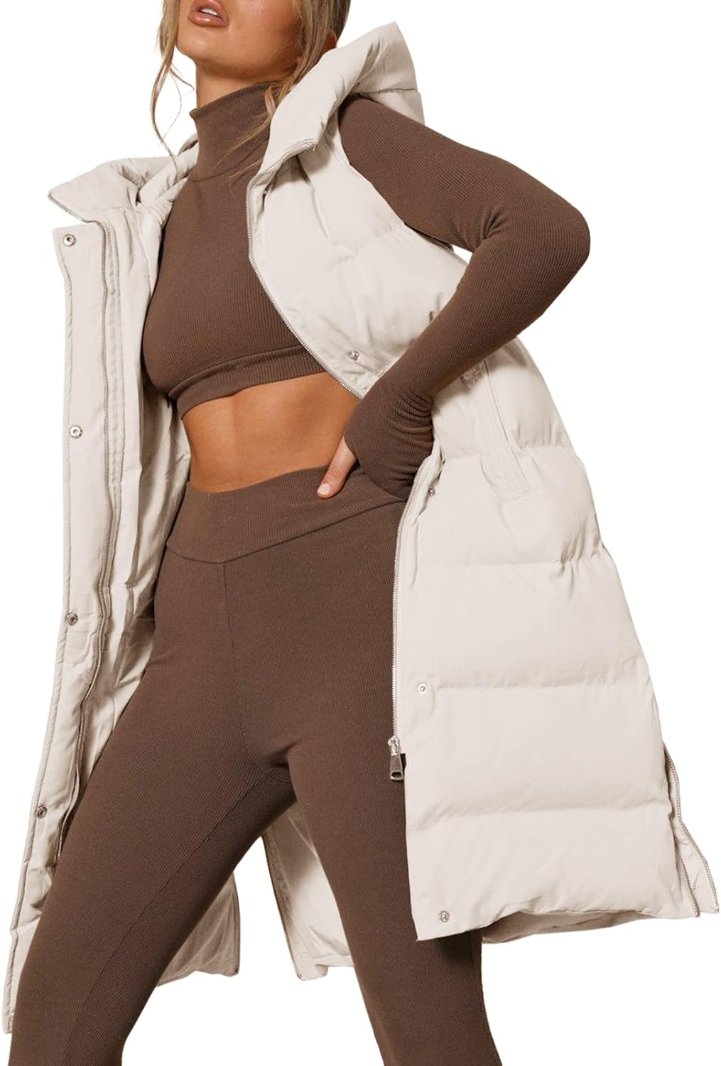 Stylish Womens Down Vest with Stand Collar for Winter Wear