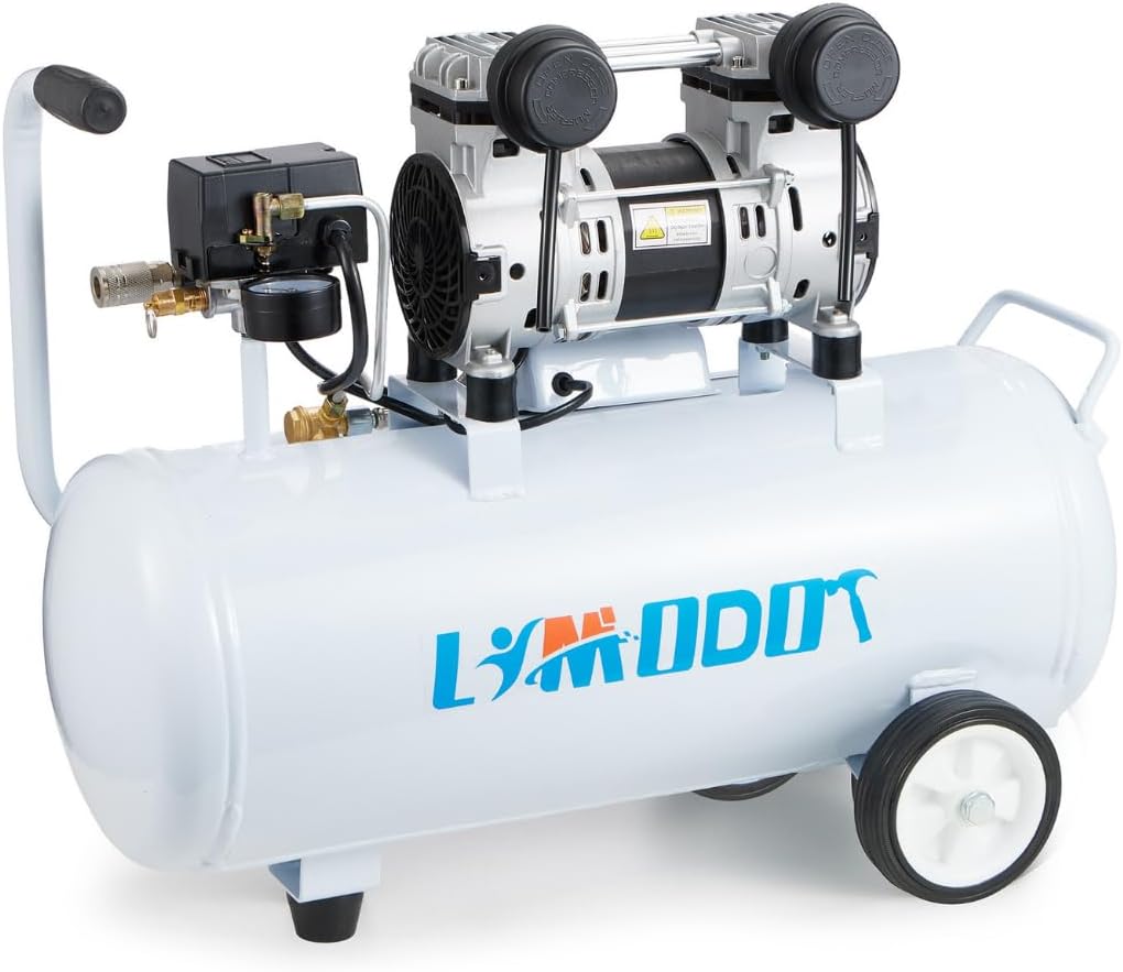 Quiet 8 Gal Air Compressor, 68dB, Oil-Free, 2.8CFM @ 90PSI - For Woodwork & Garage