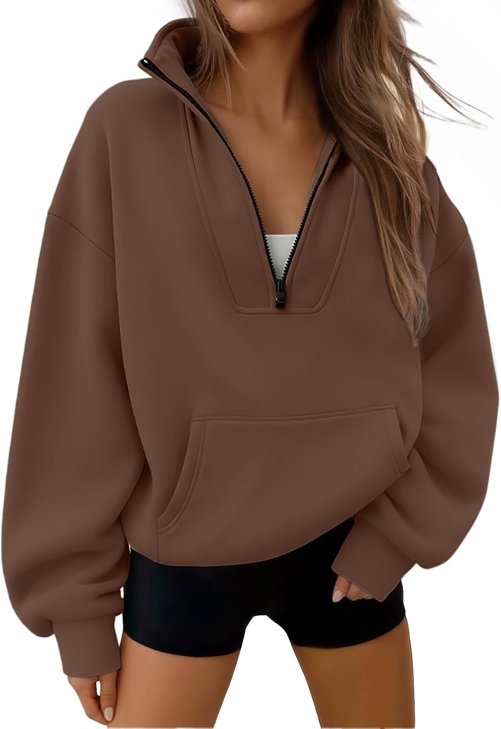 Trendy Queen Womens Sweatshirts Half Zip Pullover Hoodies