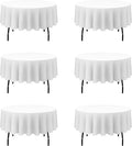 White Round Tablecloth 90 in 6 Pack - Durable Reusable Linens