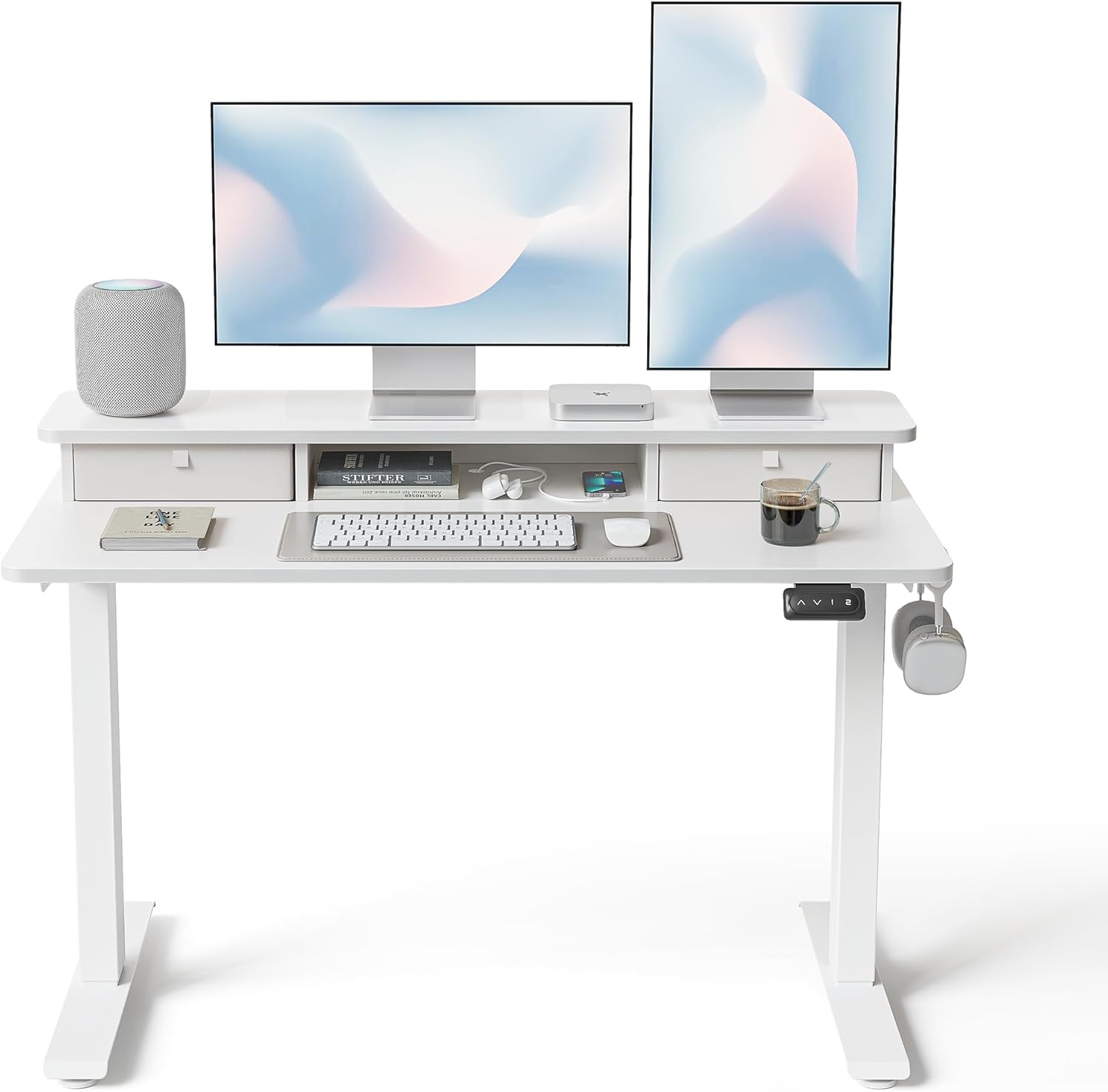 FEZIBO Height Adjustable Electric Standing Desk with Drawers