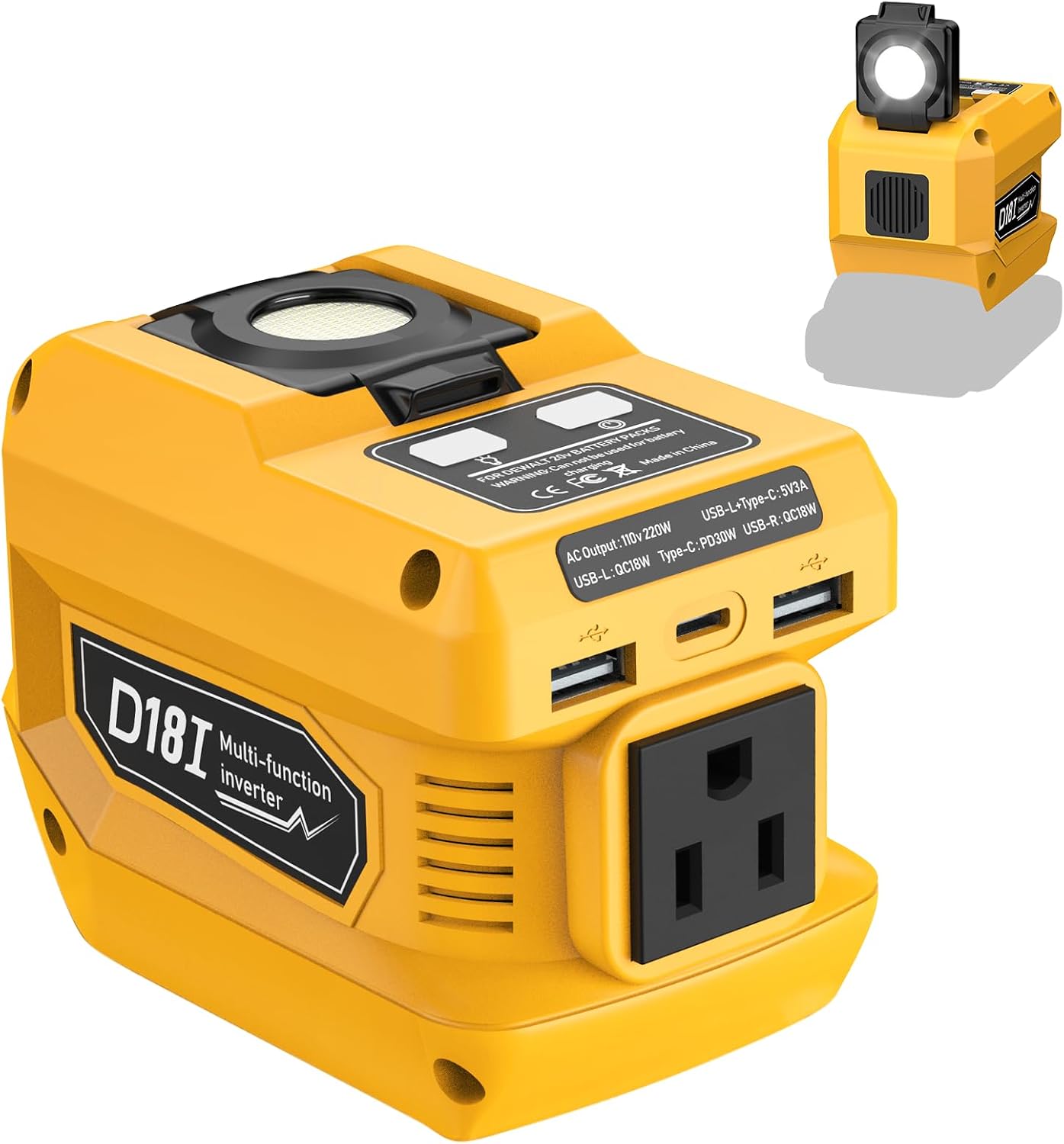 Portable Power Inverter for Dewalt 20V: AC/DC Fast Charging Station