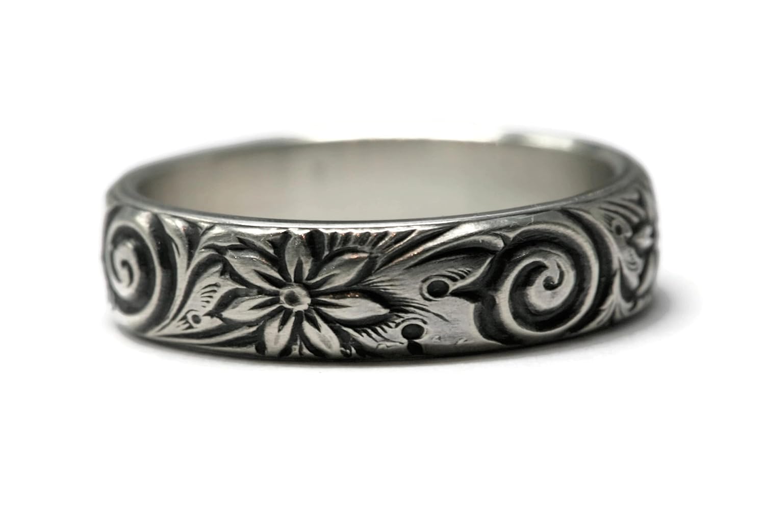 Salish Sea Inspirations 925 Sterling Silver Floral Band Ring
