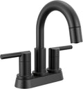 Delta Nicoli Matte Black Centerset Bathroom Faucet with Sprayer