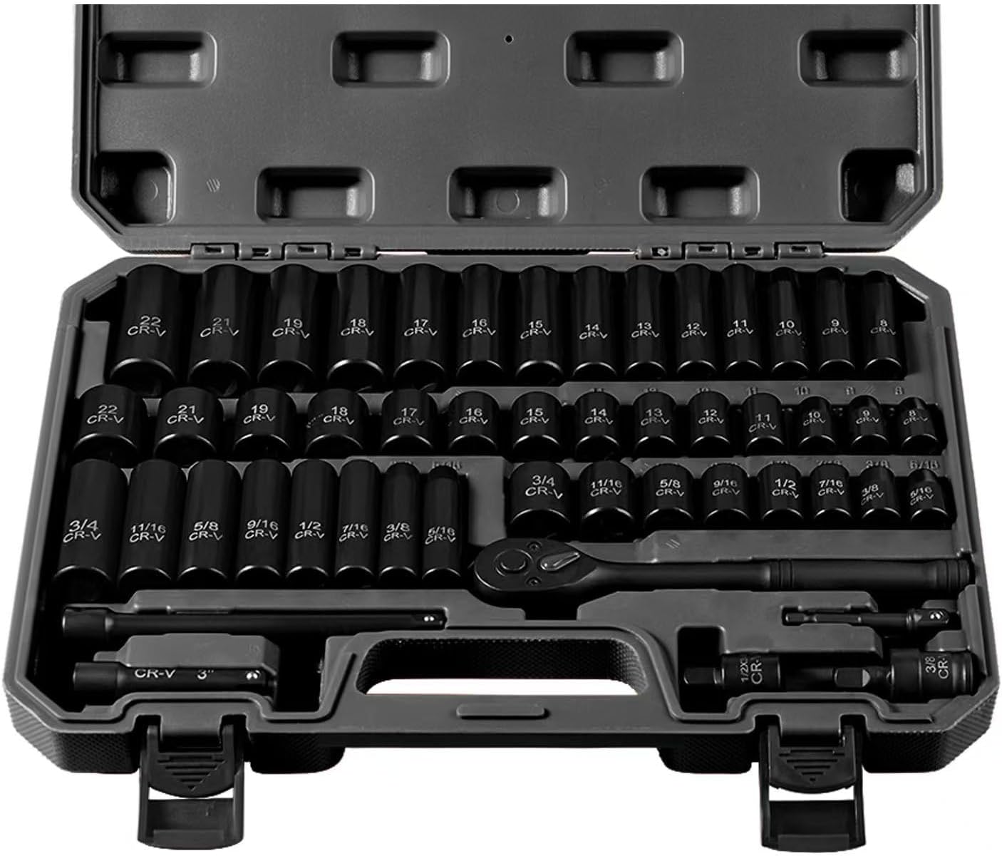 3/8 Drive Impact Socket Set 50-Piece for Mechanics and DIYers