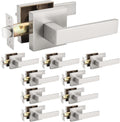 Probrico Satin Nickel Square Door Lever Passage Lockset - Keyless