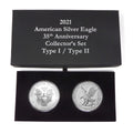 2021 U.S. Silver Eagle Type 1 and Type 2 - Anniversary Box