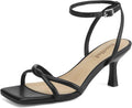 Women's Square Open Toe Kitten Heels Strappy Ankle Strap Sandals 5cm/2