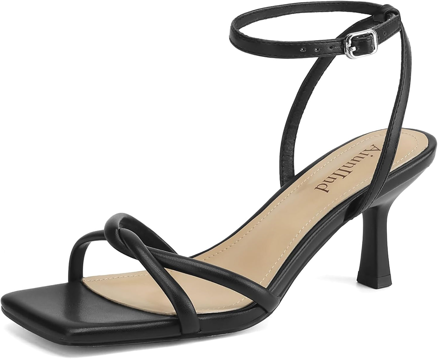 Women's Sandals Square Open Toe Kitten Heels for Comfort
