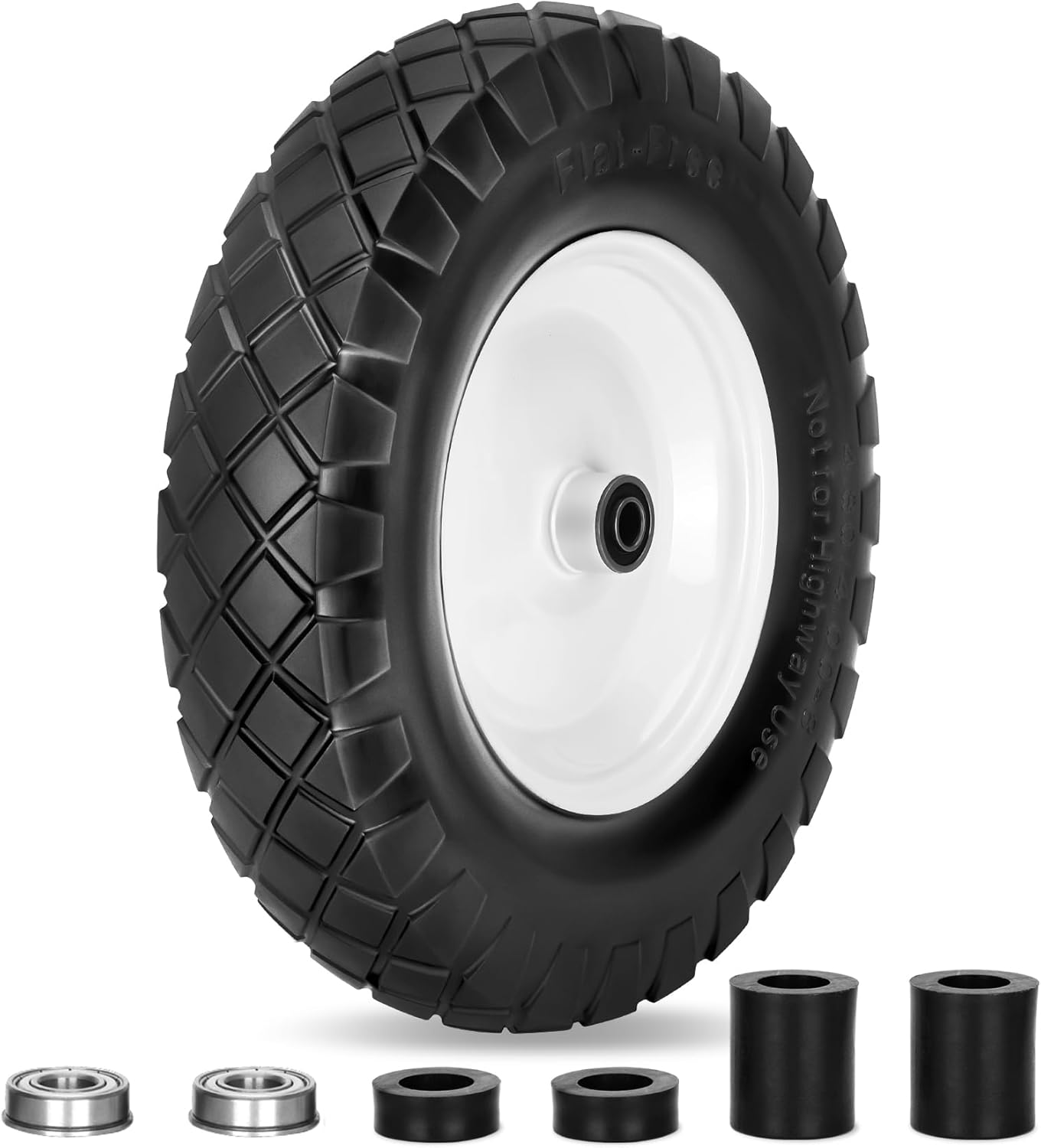 Upgraded 16 Flat Free Wheelbarrow Wheels for Easy Handling