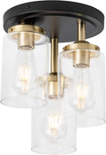 Semi Flush Mount Ceiling Light 3-Light Clear Glass - Rustic Glow