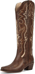 Black Cowboy Boots Knee High Cowgirl Tall Boots - Classic Embroidered